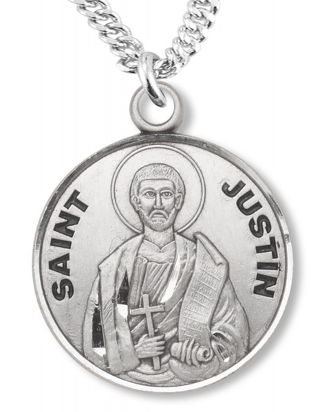 St. Justin Medal - 20&quot; 2.2mm Stainless Steel Chain with Clasp