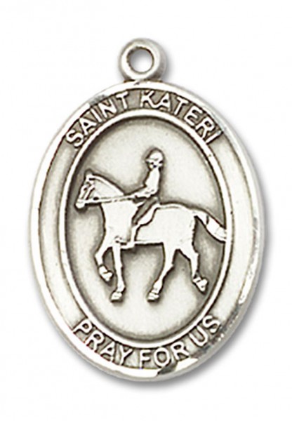 St. Kateri Equestrian Medal, Sterling Silver, Large - No Chain