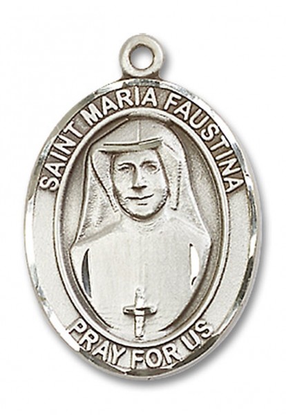 St. Maria Faustina Medal, Sterling Silver, Large - No Chain