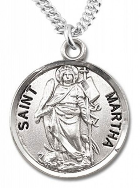 Women's St. Martha Necklace Round Sterling Silver with Chain Options - 18&quot; 1.8mm Sterling Silver Chain + Clasp