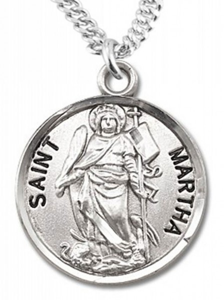 Women's St. Martha Necklace Round Sterling Silver with Chain Options - 20&quot; 1.8mm Sterling Silver Chain + Clasp