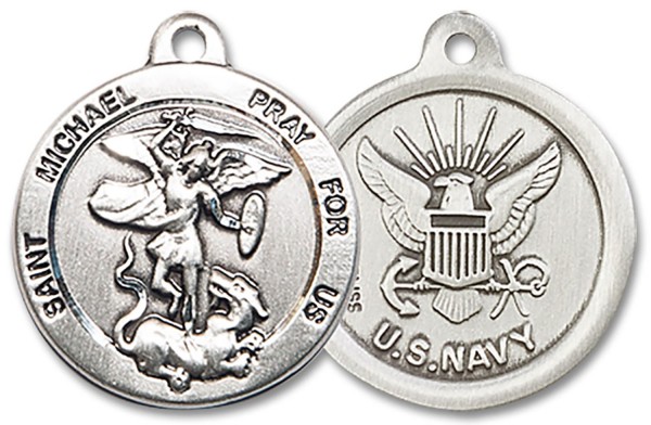 St. Michael Navy Medal, Sterling Silver - No Chain