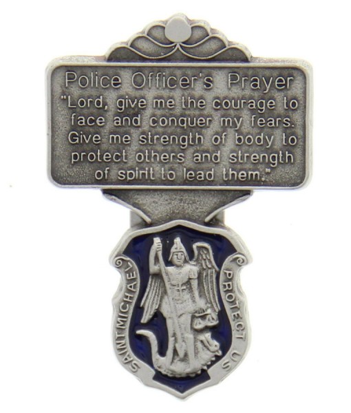 St. Michael Police Officer Prayer Visor Clip with Blue Enamel - Pack of 10