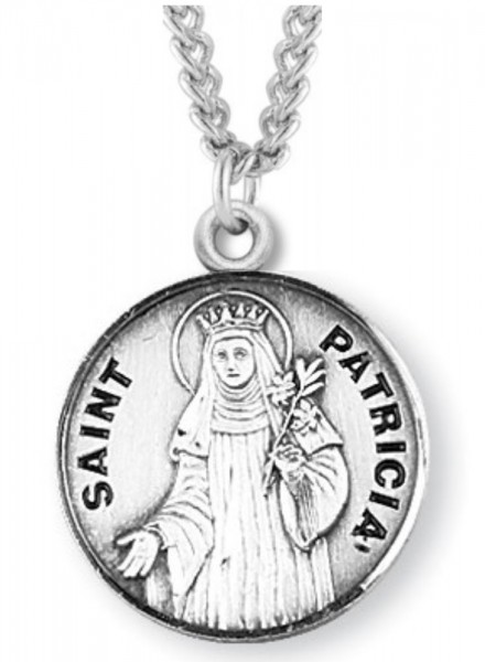 Women's St. Patricia Necklace Round Sterling Silver with Chain Options - 18&quot; 1.8mm Sterling Silver Chain + Clasp