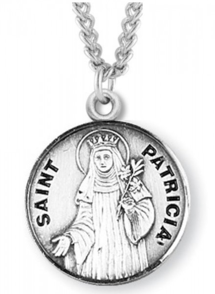 Women's St. Patricia Necklace Round Sterling Silver with Chain Options - 20&quot; 1.8mm Sterling Silver Chain + Clasp