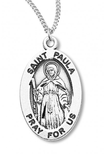Women's St. Paula Necklace Oval Sterling Silver with Chain Options - 18&quot; 1.8mm Sterling Silver Chain + Clasp