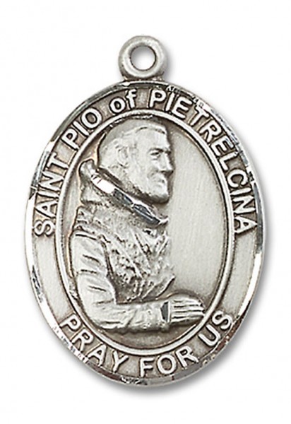 St. Pio of Pietrelcina Medal, Sterling Silver, Large - No Chain