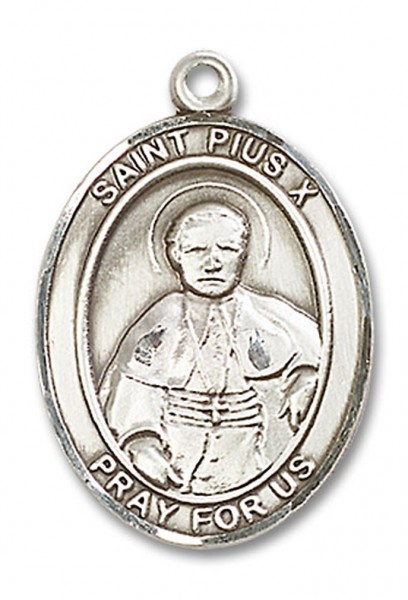 St. Pius X Medal, Sterling Silver, Large - No Chain