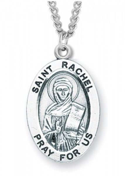 Women's St. Rachel Necklace Oval Sterling Silver with Chain Options - 18&quot; 1.8mm Sterling Silver Chain + Clasp