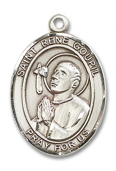 St. Rene Goupil Medal, Sterling Silver, Large - No Chain