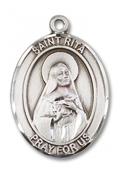 St. Rita Baseball Medal, Sterling Silver, Large - No Chain