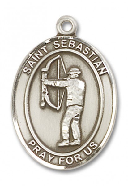 St. Sebastian Archery Medal, Sterling Silver, Large - No Chain