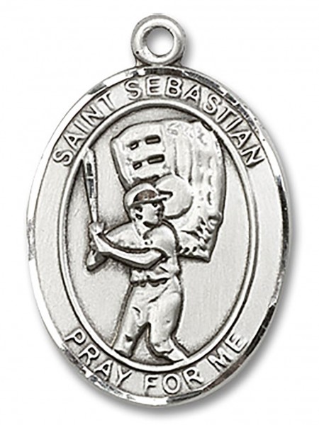 St. Sebastian Baseball Medal, Sterling Silver, Large - No Chain