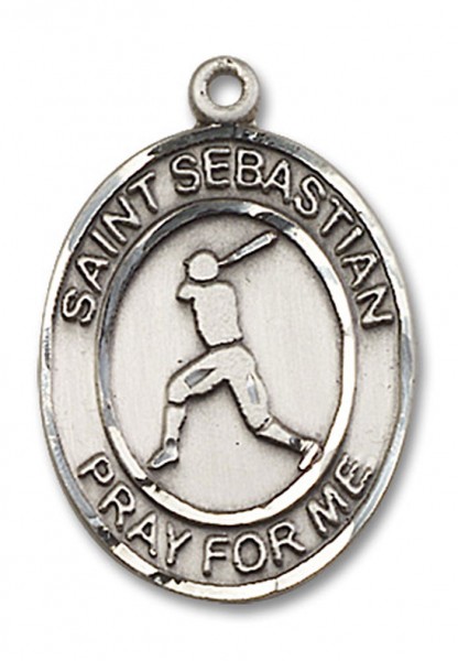 St. Sebastian Baseball Medal, Sterling Silver, Large - No Chain
