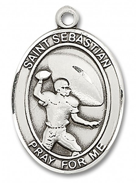 St. Sebastian Football Medal, Sterling Silver, Large - No Chain