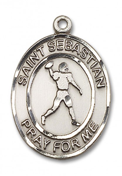 St. Sebastian Football Medal, Sterling Silver, Large - No Chain