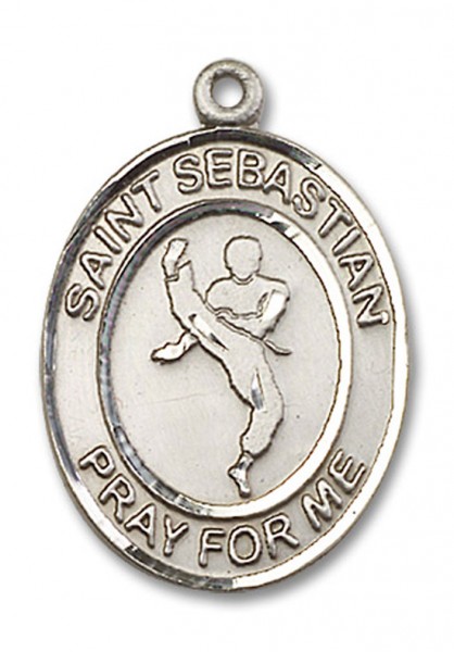 St. Sebastian Martial Arts Medal, Sterling Silver, Large - No Chain
