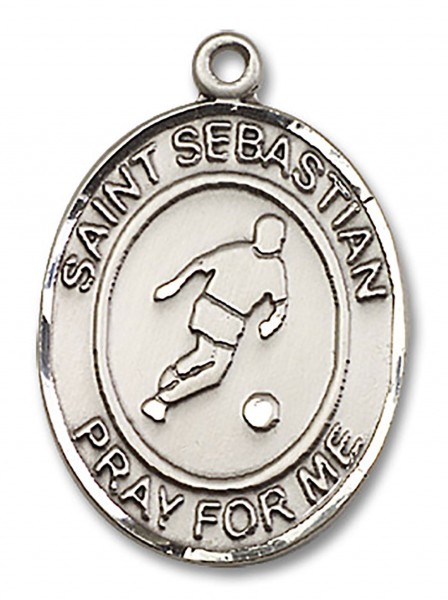 St. Sebastian Soccer Medal, Sterling Silver, Large - No Chain