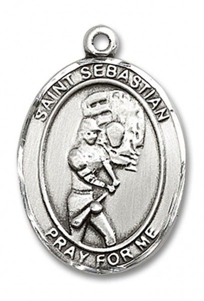 St. Sebastian Softball Medal, Sterling Silver, Large - No Chain