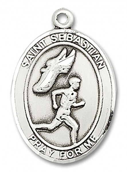 St. Sebastian Track and Field Medal, Sterling Silver, Large - No Chain