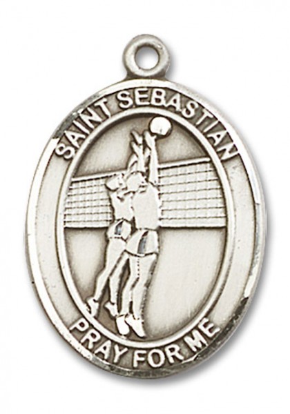 St. Sebastian Volleyball Medal, Sterling Silver, Large - No Chain