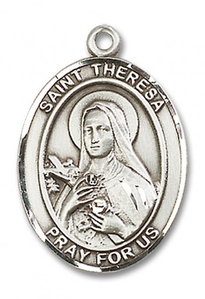 St. Theresa Medal, Sterling Silver, Large - No Chain