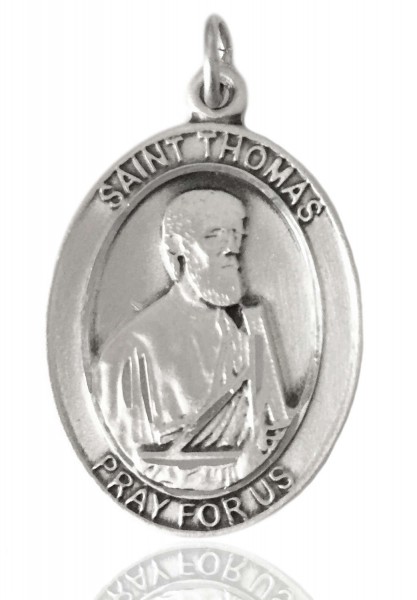 St. Thomas the Apostle Medal, Sterling Silver, Large - No Chain
