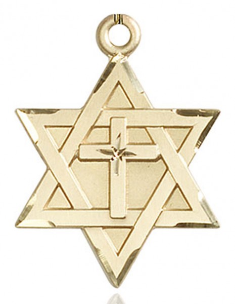 Star of David with Cross Pendant, Gold Filled - No Chain