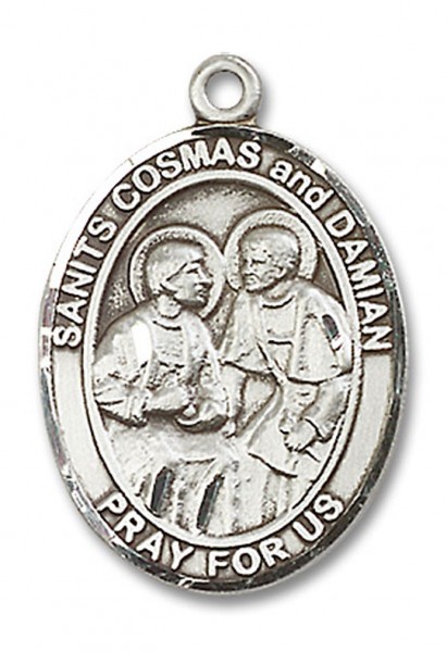 Sts. Cosmas and Damian Medal, Sterling Silver, Large - No Chain