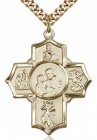5 Way Cross Firefighter Medal, Gold Filled