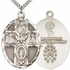 5 Way Cross Holy Spirit Medal, Sterling Silver