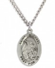 Boy's Saint Michael Necklace Oval Sterling Silver with Chain