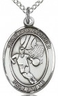 Boy's Sterling Silver Saint Christopher Basketball Oval Medal