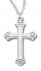 Women's Sterling Silver Budded Tip Cross Necklace with Chain Options