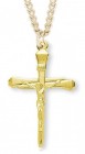 Men's 14kt Gold Over Sterling Silver Slimline Nail Crucifix Pendant + 24 Inch Gold Plated Endless Chain