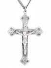 Men's Sterling Silver Budded Edge Crucifix Pendant with Chain Options