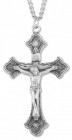 Men's Sterling Silver Budded Crucifix Necklace with Beaded Accents with Chain Options