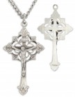 Men's Sterling Silver Fancy Crucifix Necklace Fleur-de-lis Points with Chain Options