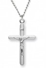 Crucifix with Cross on Cross Necklace, Sterling Silver with Chain