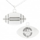 Football Shape Necklace with Jesus Figure Back in Sterling Silver