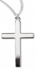 Women's or Boy's High Polish Cross Necklace Plain Sterling Silver with Chain