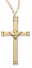 Women's 14kt Gold Over Sterling Silver Cross Necklace Dove Center Cross + 18 Inch Gold Plated Chain & Clasp
