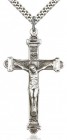 Men's Crucifix Pendant Antique Silver Accents Cross Bar Edges