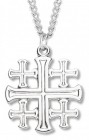 Men's Jerusalem Cross Necklace, Sterling Silver with Chain Options