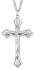 Men's Large Pointed Edge Crucifix Necklace, Sterling Silver with Chain Options
