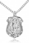 Men's Saint Michael Sterling Silver Police Shield Necklace with Chain Options
