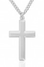 Men's Sterling Silver Beveled Cross Pendant - Matte Finish