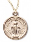 Women's 14kt Gold Over Sterling Silver Round Miraculous Oval Necklace + 18 Inch Gold Plated Chain & Clasp