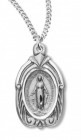 Women's Sterling Silver Miraculous Necklace w/ Scrolls Deep Carvings with Chain Options