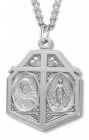 Men's Sterling Silver Miraculous and Sacred Heart Necklace with Chain Options